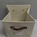 DECOMOMO Storage Bins, Cube Storage Bin with Labels, Fabric Storage Cubes for Shelves (10.5" x 11" / 6pcs, Beige)