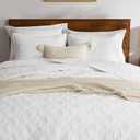 WDCOZY 100% Cotton White Oversized California King Size Quilt Bedding Sets with 2 Pillow Shams, Shabby Chic Rustic Textured Gauze Lightweight Country Soft Bedspread Coverlet for All Season