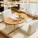 Coffee Table, 31.5" Low Coffee Tables with Solid Wood Legs Kidney Natural, 31.5"L x 19.7"W x 16.3"H