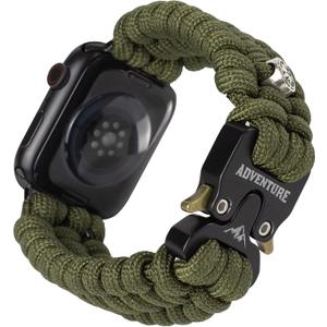 Paracord Band Compatible with Apple Watch Band 38mm 40mm 41mm 42mm 44mm 45mm, Robust Survival Tactical Weave Strap with Stainless Steel Buckle Quick Release for iWatch Series SE 7 6 5 4 3 2 1 for Men (Army Green)