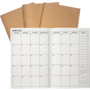 A5 Planner Jan 2026 - Jun 2027, Travelers Notebook Inserts, Travelers Notebook Calendar, Weekly and Monthly Calendar, 100gsm Paper, 8.3 x 5.5 in, Set of 3