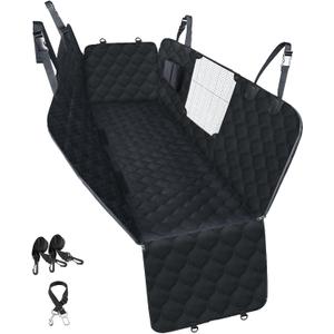 PETICON Dog Car Seat Cover with Mesh Window, 100% Waterproof Pet Seat Cover for Back Seat, Scratchproof Dog Hammock for Cars, Trucks, SUVs, Jeeps, Black