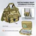 KastKing BaitSpace Fishing Tackle Bag With 4 Tackle Boxes & Removable Bait Binder, Water-Resistant Tackle Storage, Durable Fishing Gear, Adjustable Shoulder Strap (Medium - 4*3600 Trays, B: Khaki Camo)