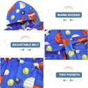 Funnycokid Boys Robe Kids Hooded Fleece Bathrobe Flannel Pajamas Soft Sleepwear 7-14 Years