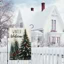 Winter Garden Flag Christmas Garden Flags 12x18 Inch Double Sided Burlap Welcome Yard Flag with Cardinals Snow and Pine Trees for Outdoor Seasonal Holiday Decorations