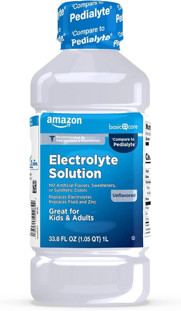 2 x Amazon Basic Care Oral Electrolyte Solution with Zinc for Rehydration, Unflavored, No Artificial Flavors or Sweeteners, 33.8 fl oz (1-Pack)