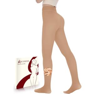 iceROSE Fleece Lined Tights Women - Sheer Black Thermal Leggings Thick Warm Pantyhose Fake Translucent Dress for Cold Winter