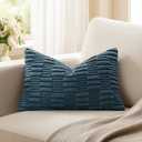 Kevin Textile 14x20 Inch Lumbar Pillow Cover 1 Pack Soft Plush Stripe Decorative Rectangle Cushion Elegant Double-Sided Corduroy Texture Pillow Cover for Couch Sofa Chair Bed Home Decor, Dusty Blue