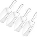 4 Pcs Clear Plastic Ice Scoop Set, Small Acrylic Serving Scoops For Candy Buffet, Canisters, Dry Goods Multi-Purpose Kitchen Food Scoop For Coffee, Tea, Flour, Wedding Desserts