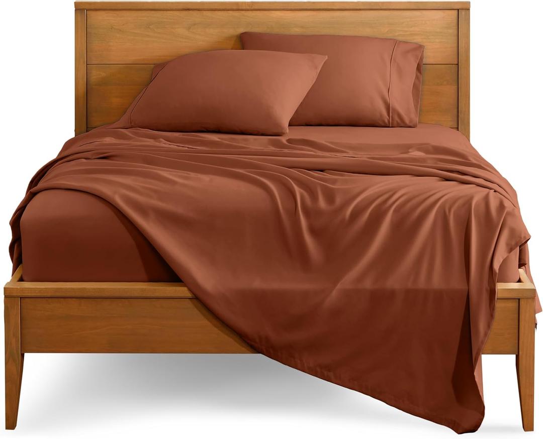 Bare Home Queen Sheet Set - 1800 Ultra-Soft Microfiber Queen Bed Sheets - Double Brushed - Deep Pockets - Easy Fit - 4 Piece Set - Bedding Sheets & Pillowcases (Queen, Terracotta)