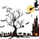 TaoBary 4 Sheet Halloween Window Decals Clings Decor Window Stickers Double Side Clings Decals for Party Decoration with Bat, Witch, Spider, Pumpkin for Halloween Spooky Holiday Fall Party Home Decor