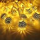 LED Globe String Lights, 20 Ft 40 Balls(0.98in) Moroccan Party Christmas Hanging Lights Battery Powered Fairy Lights for Indoor, Bedroom, Party, Birthday, Christmas Tree Decor Batteries Not Included