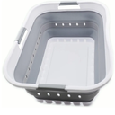 SAMMART 42L (11 gallon) Collapsible Plastic Laundry Basket - Foldable Pop Up Storage Container/Organizer - Space Saving Hamper/Basket (1, White/Grey)