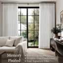 86 Inch Long Pinch Pleated Linen Curtains 2 Panels Set for Living Room 350GSM Thick Linen Textured Drapes Pinch Pleat Beige White Semi Sheer Curtain for Dining Room Office Sliding Glass Doors