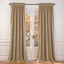 jinchan Velvet Curtain for Living Room, Thermal Insulated Luxury Drape for Bedroom 108 Inch Long, Stylish Privacy Curtain Room Darkening Extra Long Window Treatment Rod Pocket 1 Panel, Latte