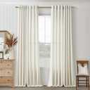 102 Inch Linen Curtains for Living Room Dining 2 Panels Grommet Bronze Light Filtering Farmhouse Large Window Drape Flax Burlap Cream Ivory Curtain 102 Inches Long for Sliding Glass Door Bedroom, 52"W x 102"L