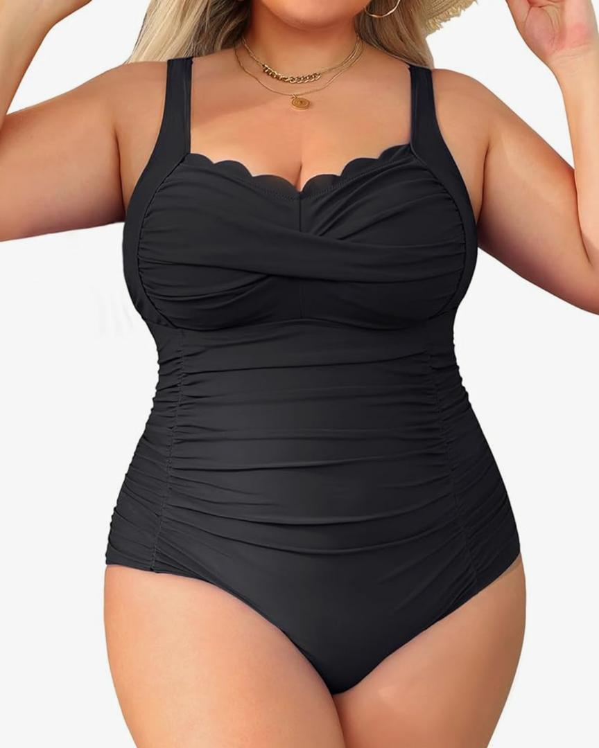 Aqua Eve Womens Plus Size One Piece Swimsuit- Tummy Control Bathing Suit Full Coverage Swimwear, size 18W, Black