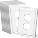 CML Modern Framed Single Duplex Wall Plate, 10 Pack Decorative Outlet Covers, 1-Gang Switch Plates, Impact Resistant Polycarbonate, Standard Size 3.15X 4.87, White