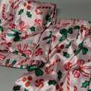 Kids Girls Christmas Valentines Pajamas Cute Print Button Down Tops + Pants Toddler Satin Sleepwear Silk Pajama Set (6-7 Years, Pink Candy Cane&bow)