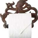 Comfify Decorative Cast Iron Octopus Toilet Paper Holder  Wall Mounted Nautical Bathroom Decor  Kraken Design  Easy to Install with Screws & Anchors  Rust Brown