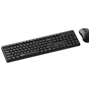 Rapoo X2100 Quiet Wireless Keyboard and Mouse Combo, 2.4GHz USB Receiver, 12 Multimedia Keys, SpillProof, FullSized, Compatible with PC, Laptop, Black