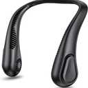 AMACOOL Bladeless Neck Fan Portable Personal Fan 5000mAh Rechargeable Battery Operated Wearable Fan for Women Men Outdoor Sport Travel Patio Garden Work Home Kitchen(Black)