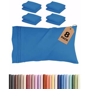 Queen Pillow Cases Set of 8 - Ultra Soft Hotel Quality Pillowcase Covers - Cozy & Wrinkle Free - Shrink, Stain and Fade Resistant - Soft, Machine Washable Pillow Protectors - 8 Piece Set - Royal Blue
