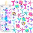 Jutom 10150 Pieces Mermaid Filler Mermaid Centerpieces for Tables Shell Fish Tail Stelleroid Multicolor Pearl Bead Floating Fillers Candle Mermaid Party Table Decor Home Decor