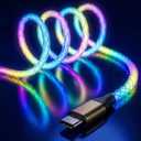 USB C Charger Cable 60W RGB Colorful Gradual Light up USB A to C Cable for iPhone 15/15Pro/ 15Plus/15ProMax MacBook Pro 2020, iPad Pro 2020, iPad Air4, Samsung S23+/S23 Ultra (6 FT)