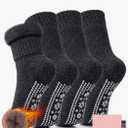 HUGSWEET Thermal Slipper Socks, Anti Slip Hospital Socks Women Winter Soft Warm Cozy Fluffy Plush Grip Socks 4 Pairs