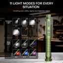 EDC Flashlight Rechargeable,800 Lumen Small Flashlight with Magnetic Clip & Base, 11 Modes LED Flashlight,Glass Breaker&Bottle Opener, USB-C Flashlight for Working,Home and Emergency
