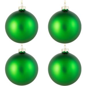 NORTHLIGHT WY00772 Green Glass Ball Christmas Ornament Set, 4"