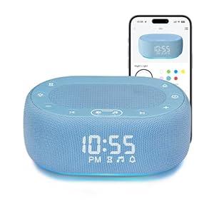 1Mii White Noise Sound Machine with Alarm Clock, Sound Machine for Sleep for Adult Baby, 30 Soothing Sounds, Easy App Controlled, Dimmable 7-Color Night Light, Sleeping Timer, 30 Volume Levels