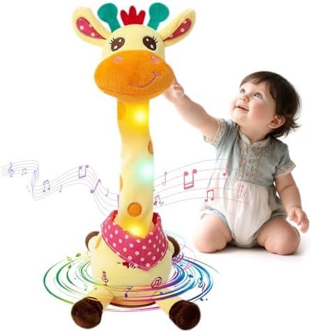 LLUKEME Dancing Giraffe Toy Stuffed Animal Baby Toys Singing Song Toddlers Toy Repeats What You Say Glowing Musical Toy for Baby Birthday Gift Groovy Giraffe Toy (Dancing Giraffe)