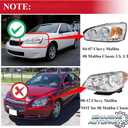 Headlight Assembly Chrome Amber Compatible with 2004 2005 2006 2007 Chevy Malibu (Compatible with 2008 Malibu Classic Model)