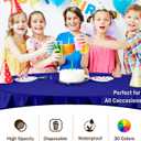 Exquisite 12-Pack Premium Plastic Tablecloth Pack of 12 Premium Plastic Tablecloth 84 Inch Round Table Cover - Navy Blue