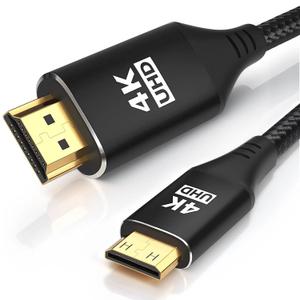 Mini HDMI to HDMI Cable 3.3FT, [Aluminum Shell, Braided] High Speed 4K 60Hz HDMI 2.0 Cord, Compatible with Camera, Camcorder, Tablet and Graphics/Video Card, Laptop, Raspberry Pi Zero W (Black)