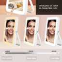 Rechargeable Vanity Mirror with Lights,Desk Makeup Mirror with Lights,Portable Travel for Makeup Desk  Dressing Room,3 Color Lighting, Dimmable Touch Screen (10"L x 7"W, White)