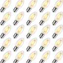 Brightown 25 Pack C9 LED Christmas Light Bulbs, Warm White Plastic C9 Shatterproof LED Bulbs Replacement for Christmas String Lights, E17 Intermediate Base,Commercial Dimmable Holiday Lights