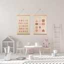 Bon et Beau 1624 Inch Embroidered Shape Poster Framed with Wood Hanger - Dusty Pink Wall Decor for Girls Nursery, Bedroom, Playroom, Toddler and Kids Room