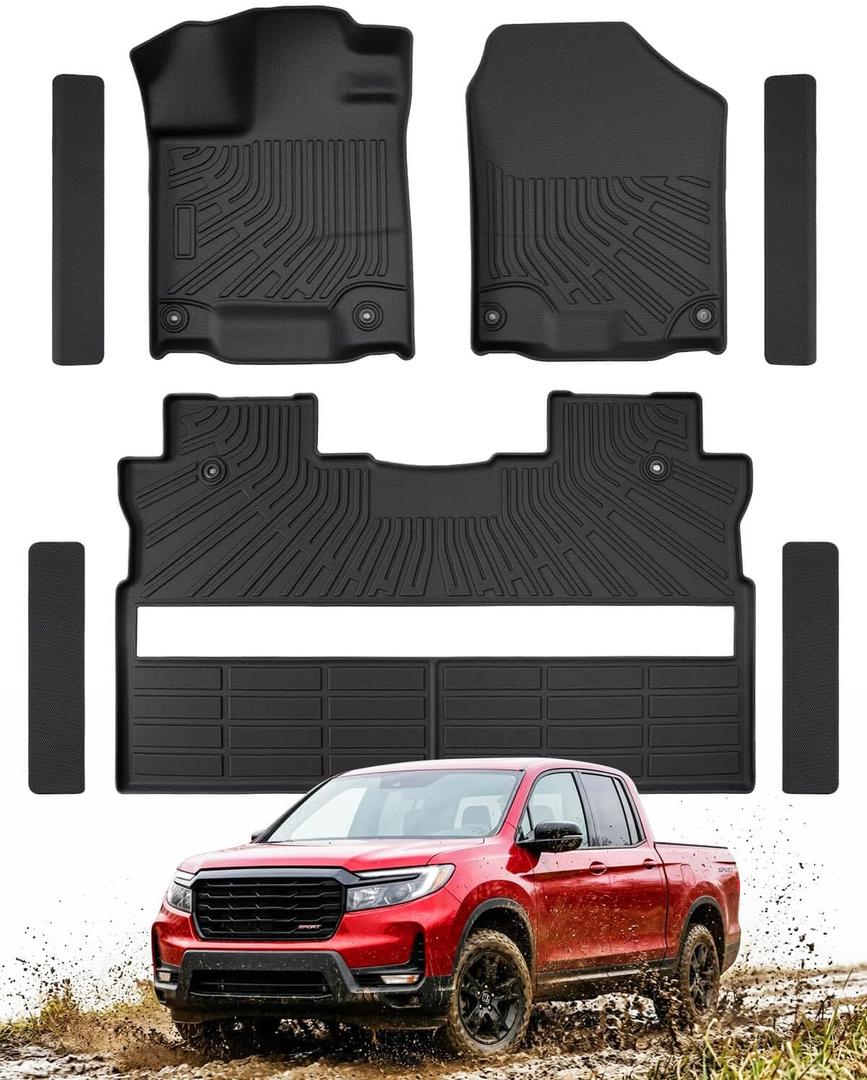Floor Mats for Honda Ridgeline Crew Cab 2017–2026 with Door Sill Protector