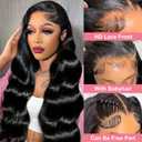 Body Wave Lace Front Wigs Human Hair Pre Plucked HD Lace Frontal Wig for Women Soft Remy 200 Density Brazilian Raw Human Hair Natural Black 24 Inch