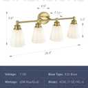 kudos 4-Light Brushed Gold Vanity Light, Milk White Glass Shade