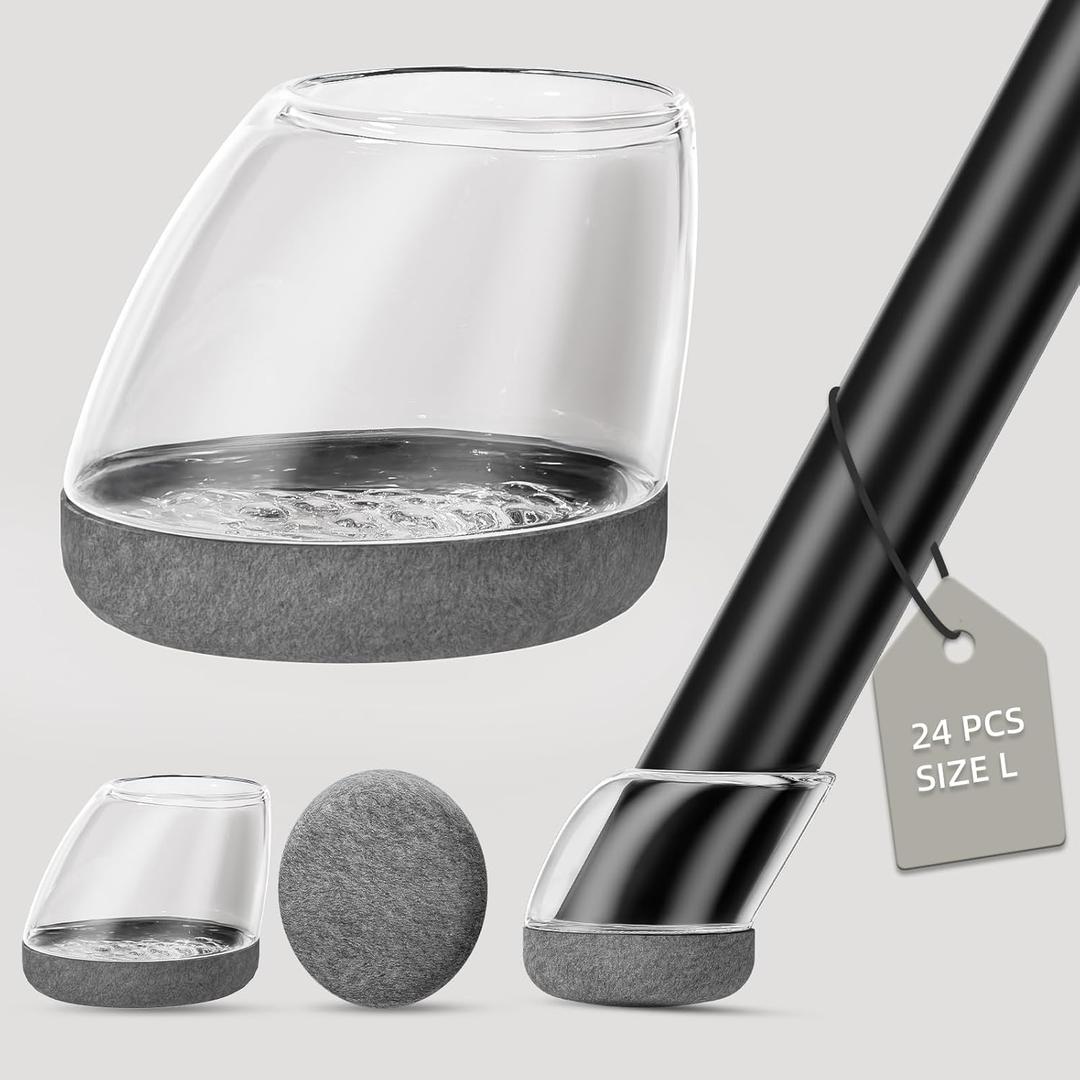 24 Pcs Chair Leg Floor Protectors, Round Silicone Felt Caps for Angled Chair Legs, Noise Reducing Furniture Pads for Hardwood Floors, Scratch Protection Leg Covers Fit 1.1"-1.42"