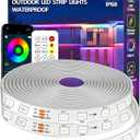 32.8FT Outdoor LED Strip Light Waterproof, IP68 Outside RGB Light Strip with App/Remote Control, Chase Mode, Music Sync Rope Light for Balcony, Deck, Rooftop, Garden, Pool