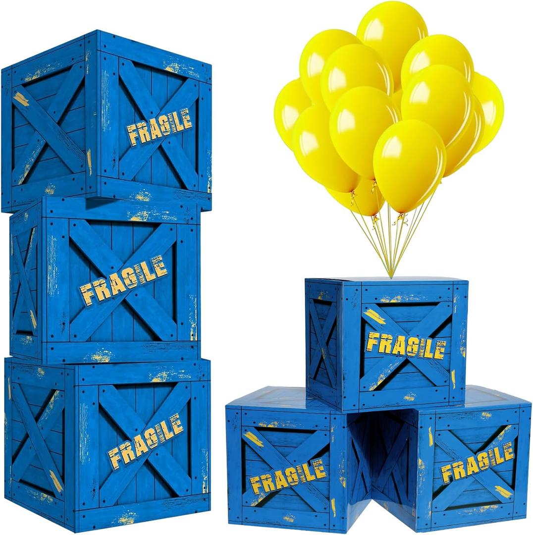 Qilery 24 Pcs Balloon Box Party Military Supply Fragile Loot Drop Box Party Favors with Yellow Balloons Entertainment Theme Birthday Activities Box for Birthday Christmas