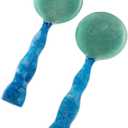 Folkulture Salad Servers or Salad Tongs | Set of 2 (12") Serving Spoons in Kitchen Essentials or Salad Hands Set | Resin Salad Tongs for Serving | Christmas Gifts for Women Unique (Aqua Teal)