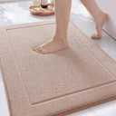 Color&Geometry Thick Memory Foam Beige Bathroom Rugs, 17"x30" Non Slip Super Absorbent Bathmat, Quick Dry Washroom Carpet, Ultra Soft Bath Mat for Outside Shower Floor, Bathtub, Laundry Room (1'5" x 2'6" (Rectangular))