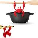 Crab Silicone Utensil Rest  Heat Resistant Spoon Holder for Stove, Kitchen Organizer, Non-Slip Spoon Holder Cooking Gifts, Funny Crab Spoon Rest Steam Releaser (Red)