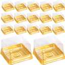 DOITOOL 100 Pcs Mini Individual Cupcake Containers Moon Cake Packaging Clear Plastic Cupcake Boxes Mini Cake Containers Egg Yolk Crisp Box for Cookies and Pastries